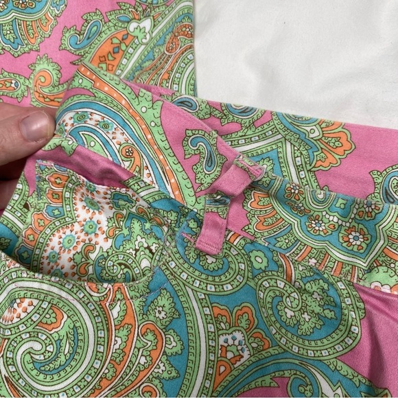 Lauren Ralph Lauren women's straight-leg pants pink/ green paisley print Sz 8 - Picture 8 of 9